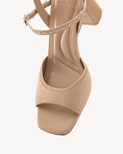 Women's Chunky Heel Sandals - Open Square Toe Ankle Strap Dress Sandals with Buckle, Comfortable High Heel Slingbacks for Office, Party & Evening Wear4