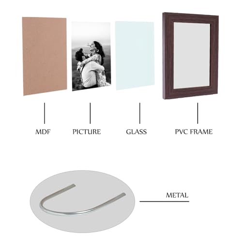 Image of GOLDEN PEACOCK Set of 2 4x6 Inch Photo Frames - Elegant Textured Brown & Gold Finish | Decorative Tabletop & Wall Hanging Picture Frames for Home Decor, Office & Gifting