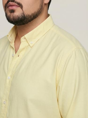 Image of Urbano Plus Men's Cotton Full Sleeve Regular Fit Solid Oxford Shirt with Button-Down Collar