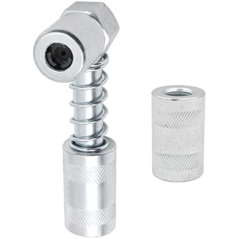 WANGCL 90 Degree Grease Coupler Silver Coupler Adapter 3 Jaw Angle Grease Fitting Tool with Sleeves for Auto Farm Truck or Industrial Use(2 Pieces) Cover