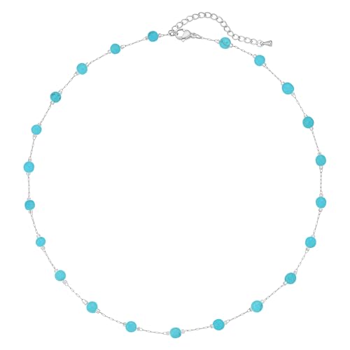 Western Jewelry Turquoise Necklaces for Women 18K Gold Plated/Siver Beaded Choker Boho Necklace Handmade Beach Summer Everyday Gifts for Her