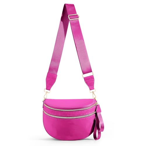 Image of hibear Checkered Crossbody Bag Spacious Bum Bags for Women Nylon Crossbody Fanny Packs Checkered Purse Belt Wallet