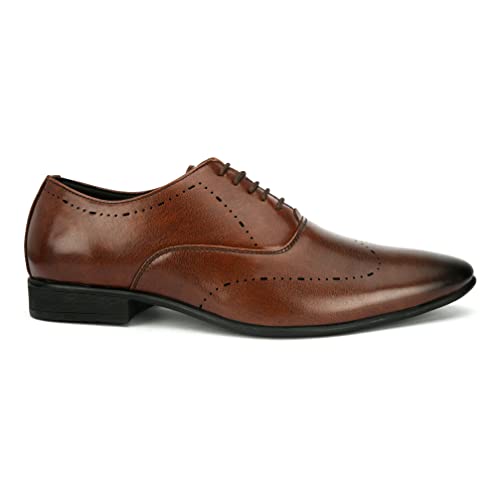 Image of San Frissco mens Ak 1033 San Frissco Men's Formal Shoes Textured Solid Lace Up Oxfords Office Wear Footwear Soft Cushioned Footbed with TPR Sole Lightweight, Flexible, Durable and Stylish for Wedding and Parties - 8 (Black)
