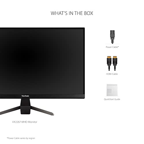 Image of ViewSonic VX2267-MHD 22 Inch 1080p Monitor, 100Hz Refresh Rate with FreeSync for Ultimate Home Entertainment, Eye Care Technology, Ultra-Thin Bezels, HDMI, and DisplayPort Inputs
