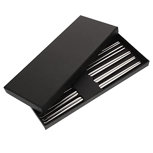 5 Pairs Stainless Steel Chopsticks Long Chopsticks Lightweight Chopsticks Non-slips Chopsticks Kitchen Supply Food Serving Chopsticks Food Chopsticks Portable Spiral Chopsticks