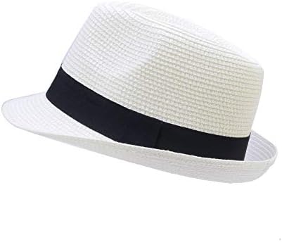 IFSUN Unisex Kids Boys Girls Straw Hat Fedora Cap Jazz Hat Short Brim Sun Hat White