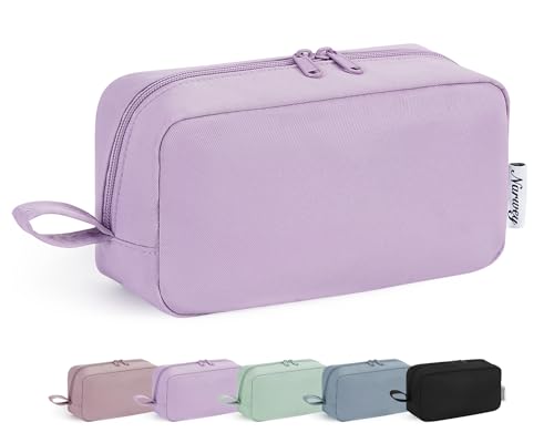 Image of Narwey Cute Makeup Bag Small Toiletry Bag Travel Cosmetic Bag Organizer Make Up Bags with Organized Pockets for Women (Purple, Large)