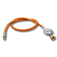 Umrüstset von Schraub Gas Kartusche auf Gasflasche für Gasgrills mit EN417 Schraubkartuschenanschluss Gasdruckminderer 50 mbar Gasschlauch 100cm