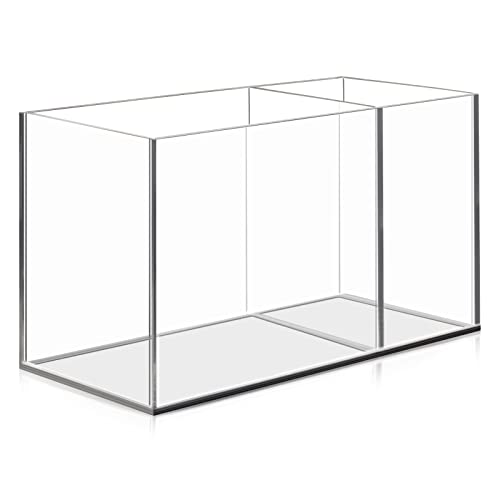 Uquelic Acrylic Pen Pencil Holder, 2 Compartments Clear Pen Pot