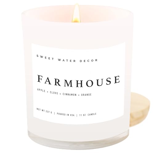 Sweet Water Decor Farmhouse Candle | Autumn, Cinnamon, and Nutmeg,