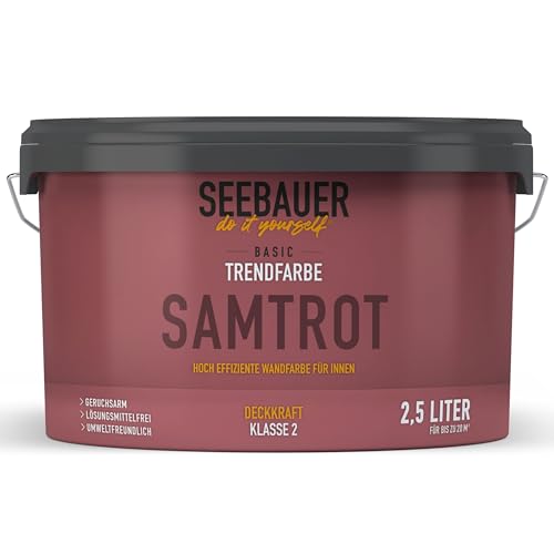 SEEBAUER diy Trendfarbe Rot 2,5L (No. T07 Samtrot) für den Innenbereich - Edelmatte Wandfarbe Rot - Hochdeckende Innenfarbe in Profi-Qualität SEEBAUER diy Trendfarbe Rot 2,5L (No. T07 Samtrot) für den Innenbereich - Edelmatte Wandfarbe Rot - Hochdeckende Innenfarbe in Profi-Qualität