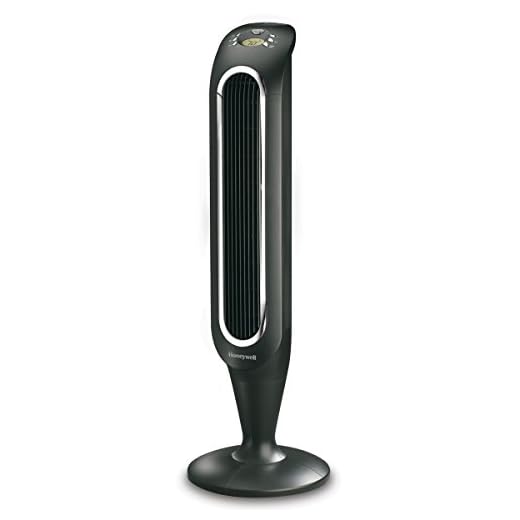 Honeywell Fresh Breeze Tower Fan with Remote Control HYF048 Black with Programmable Thermostat, Timer Shut-Off Function & Dust Filter