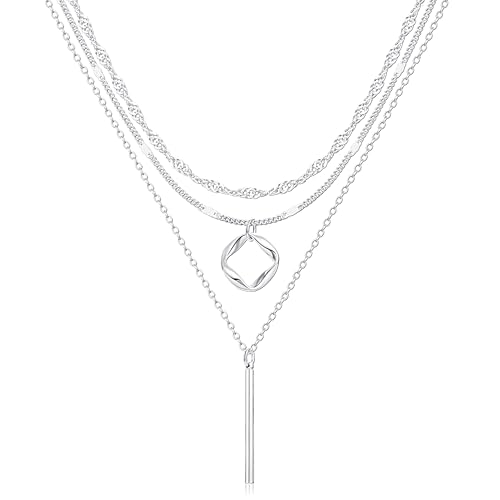 ZOERAY Collier pour Femme Argent Or Chaine con Pendentif Collier Plaqué Or 18K Multirang Empilés Colliers Ras de Cou Doré Réglables Serpent Chaîne Argent...