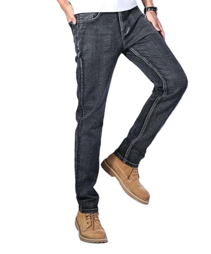 Men’S Casual Loose Fit Straight Leg Patchwork Denim Pants Button Fly Midweight Light Ankle Length Trendy Trousers Jeans