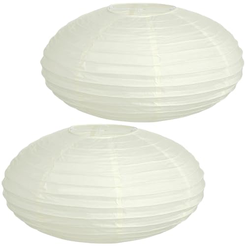 Artibetter Paper Lanterns 2pcs Paper Lampshades for Ceiling Lights Foldable Lamp Shades Japanese Pendant Light Shades for Living Room Bedroom (Beige)