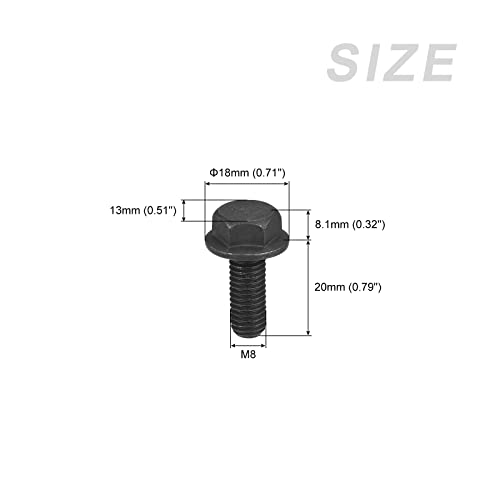 METALLIXITY Flanged Hex Head Bolts (M8x20mm) 10pcs, Hexagon Bolt Fully Thread Screw - for House Construction Hardware Fasteners - Image 2