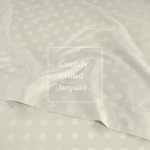Image of Threadmill 300 Thread Count Cotton Twin XL Sheet Set, Sateen, Damask, Ivory