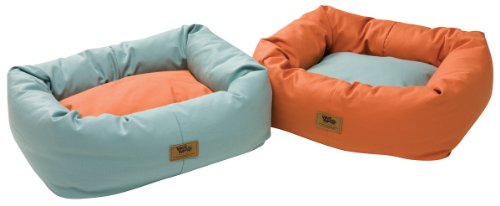 Image of West Paw Design Organic Bumper 28 by 25 Dog Stuffed Bed Organic Cotton, Basil /Stillwater, Medium