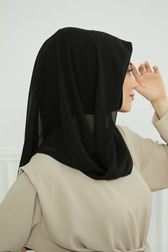 Aisha's Design Pre-tied Cotton-Chiffon Scarf for Women Practical Veil Instant Scarf Hijab Stylish Design4
