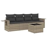 vidaXL Set Divano da Giardino 5pz con Cuscini Grigio Chiaro Polyrattan