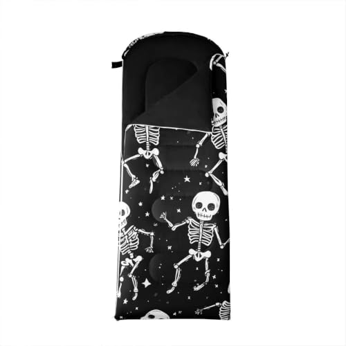 Feelyou Bolsa de Dormir para Niños Halloween con Diseño de Calabaza y Calavera, Impermeable, para Camping en Clima Fresco, Incluye Bolsa de Compresión miniatura 4