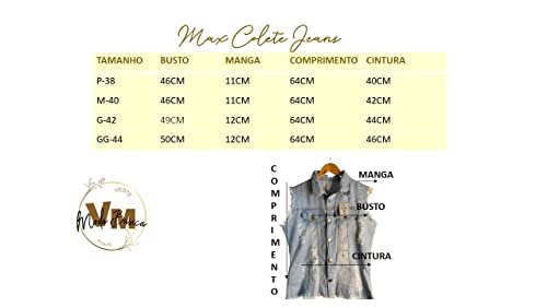 Max Colete Feminino Jeans - Azul Escuro (GG)