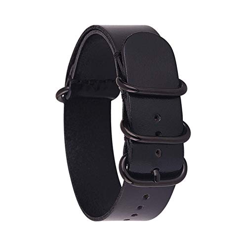 Sangle de montre 18 mm de rechange avec boucle ardillon ronde noire