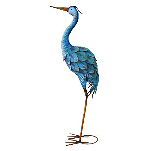 Villa Garden Decoration American Countryside Model House Decoration Iron Crane Gardening Goods Ornaments Miniature Garden Figurines (Color : Blue A, Size : 33x23x78cm)