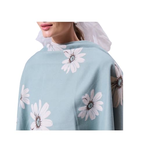 Dusala Women's Cashmere Shawl, Reversible Flora Print Stole, Soft & Lightweight, All-Season Accessory, 28x80 Inch, White & Blue, Luxurious Gift for Women, Versatile Wear - 28x80 inches3