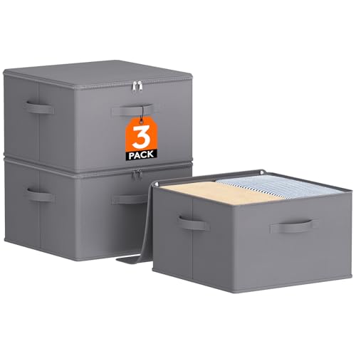 Lista de Cajas y arcones de almacenaje los 10 mejores. 47 Lifewit 40L Cajas Almacenaje con Tapas, Juego de 3 Caixas Arrumação para Organizador Ropa y Juguetes, Cesto Almacenamiento Plegable de Tela no Tejida para Baño/Cajones/Armario,...