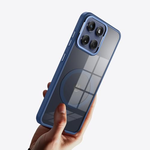 Image of KARWAN Translucent Hybrid Back Case Cover Compatible with Moto Edge 60 Fusion Shockproof Case with Camera Protection, N52 Magnet Cover Case with Magnetic MagEaze Wireless Charging Cover (Blue)