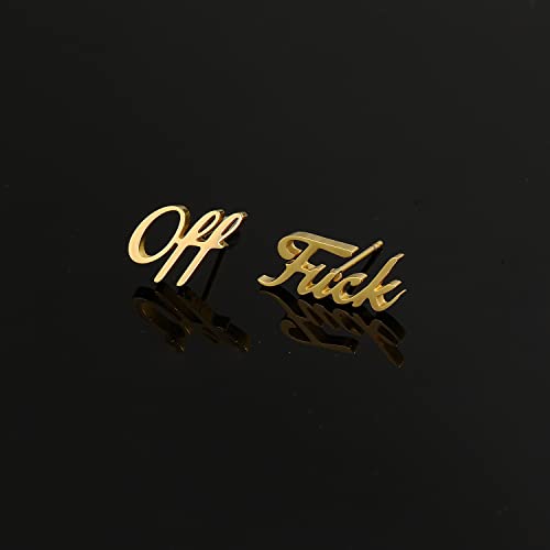 Gold Silver Rose Gold Fuck Off Stud Earrings 3Tone2
