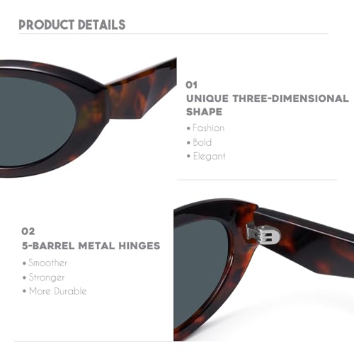 Image of mosanana Oval Cat Eye Sunglasses for Women Retro Y2K Style MS52372 | Geometric Stylish Temples, UV400 Protection, Designed for Daily Outfits, Travel and Fashion Looks