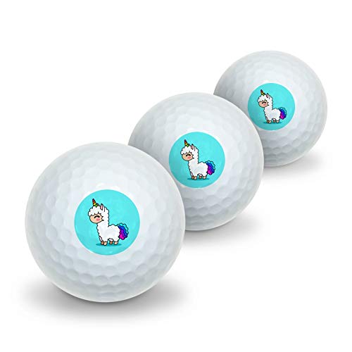 GRAPHICS & MORE Cute Kawaii Rainbow Llama Unicorn Novelty Golf Balls 3 Pack