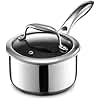 HexClad Hybrid Nonstick 1-Litre Saucepan with Tempered Glass Lid, Stay-Cool Handle, Dishwasher Safe, Induction Ready, Compatible with All Cooktops