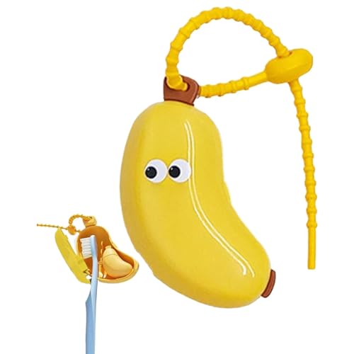Estojo para escova de dentes e pasta de dente de banana – Suporte portátil de viagem para escovas de dentes manuais e elétricas, design fofo de frutas para casa e viagens (amarelo)