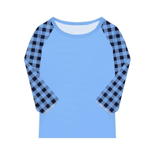 Fall Boys T Shirts Cute Raglan 3/4 Sleeve Tops Y2K Color Block Crew Neck 3/4 Length Sleeve Relaxed Fit Blouses Flowy2
