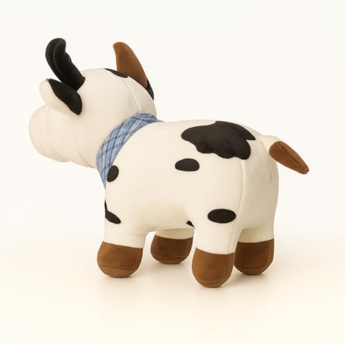 Image of Plush Cow Toy for Kids | Soft Stuffed Animal with Cute Face & Horns | Hugging Cuddly Cow for Baby Boys & Girls | Birthday Gift & Nursery Decor (22 cm)