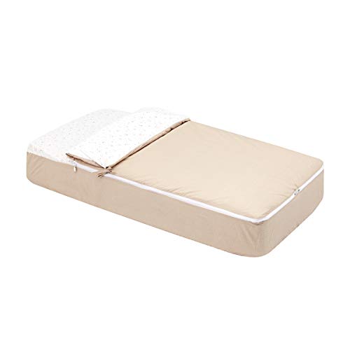 Cambrass - Saco Cuna nórdico con Cremallera - Ropa de Cuna Ajustable con Gomas - Saco de Dormir bebé desenfundable Sirve Tanto para Verano como para Invierno - Sky Beige 60x120x3 cm