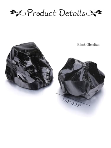 JOVIVI Obsidian,2pc 1.57"-2.17" Large Raw Black Obsidian Crystals Stones,Natural Healing Crystals Gemstones Rock Rough Stone for Crystal Lovers Reiki Spiritual Gifts - Image 6