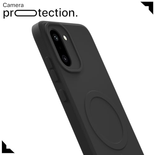 Image of Outlouders Back Cover for OnePlus 15R 5G Soft Matte Silicone| Mag-Safe Logo (Not Mag-Safe Compatible) | Camera Protection | Slim Shockproof Bumper Case (Black)