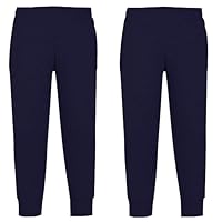 KHIM Jogging Trouser Tracksuit Bottom Pant Kids Unisex Girls Boys Activewear (UK, Age, 5 Years, 6 Years, Regular, Navy Blue 2 Pack)