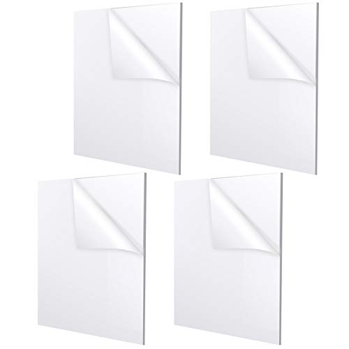 1/8 Inch Clear Acrylic Plexiglass Sheet 11.8 x 11.8 Inch Transparent Plexiglass Sheet, Cast Plexiglass Plastic Plexi Glass Board with Protective Paper for Signs, DIY Display Projects, Craft (4 Pack)