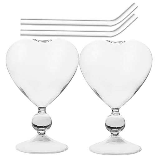 Hoement Set Di 2 Bicchieri A Forma Di Cuore Con Cannuccia Bicchieri Da Shot Personalizzati Per Cocktail E Feste Adatti Per Bar E Picnic