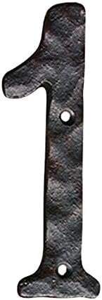 NACH Original Rustic Finish Cast Iron House Address Number for Outside or Inside, Decorative Mailbox Number for Outside, Maximum Rust Protection, 1, 5.5 inches, Black, JS-RUSTICNUMBER-1