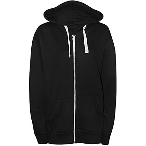 Womens 3028-M Nauvelle Plus Size Plain Full Zip Hooded Top Sweatshirt Hoodie Black 22/24 Cover