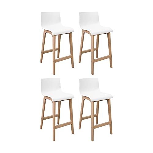 MOB-IN Lot de 4 tabourets de Bar en chêne et Assise Blanche 65 cm Tanna