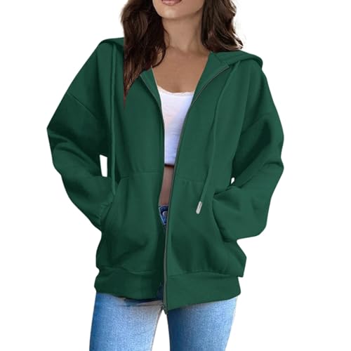 OIOLOYJM Zipper Hoodies for Women Long Sleeve Oversized Sweatshirts Y2k Drawstring Soft Jacket 2025 Fall Fashion with Pockets