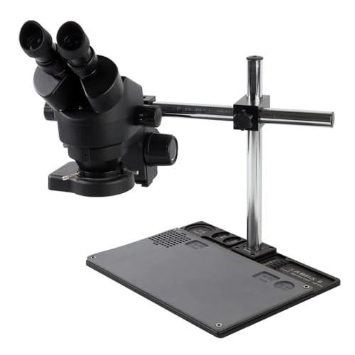 顕微鏡キット 7X-45X 連続ズーム双眼顕微鏡実体顕微鏡 + 144 LED リングライト + 多機能アルミ合金スタンド 顕微鏡レンズアダプター(Silver)