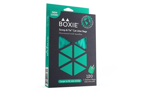 Boxiecat Boxie® Scoop & Tie™ Lot de 120 sacs durables pour déchets d'animaux domestiques